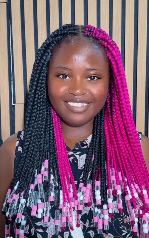 Beaded box braids — real salon work by Mariama