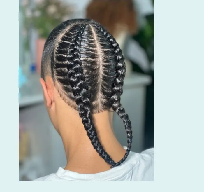 Men 2 Mullet cornrows with extensions — real salon work by Mariama