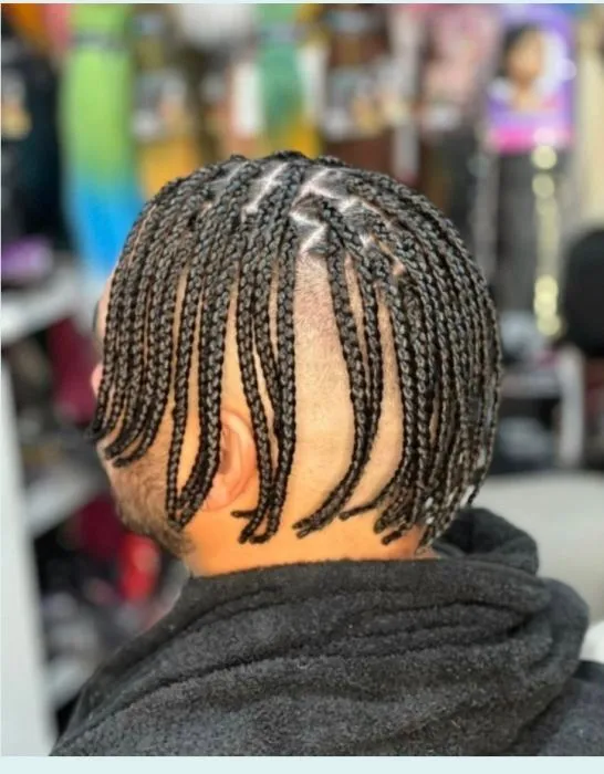 Men undercut box braids neck length — real salon work by Mariama