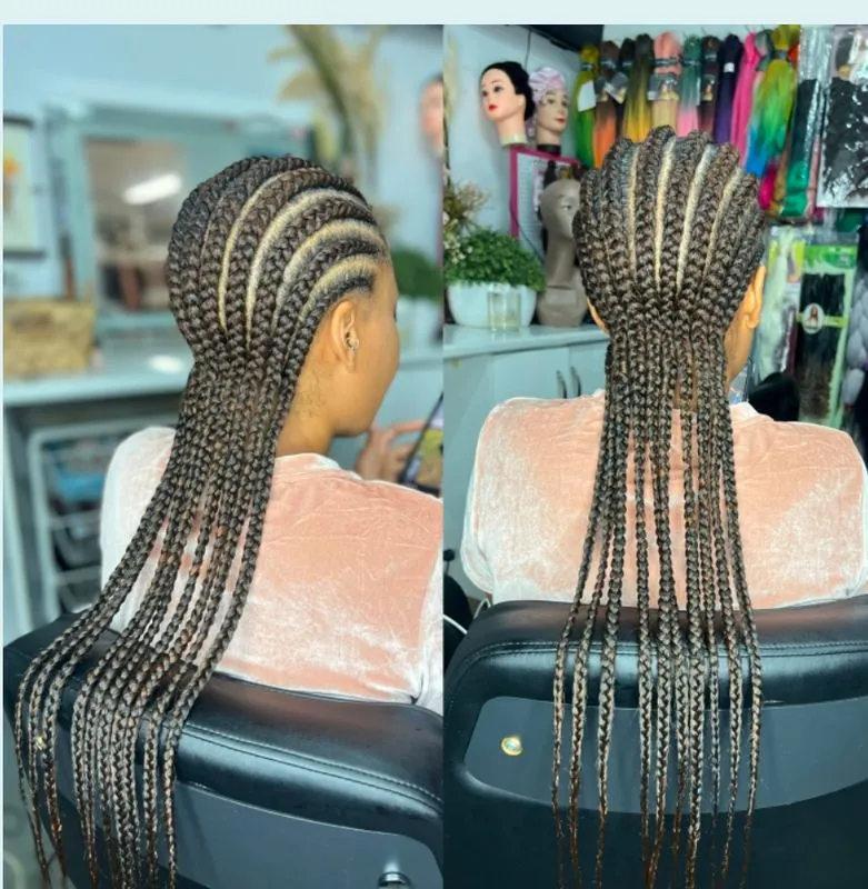 10 Front to back Dutch braids — real salon work by Mariama
