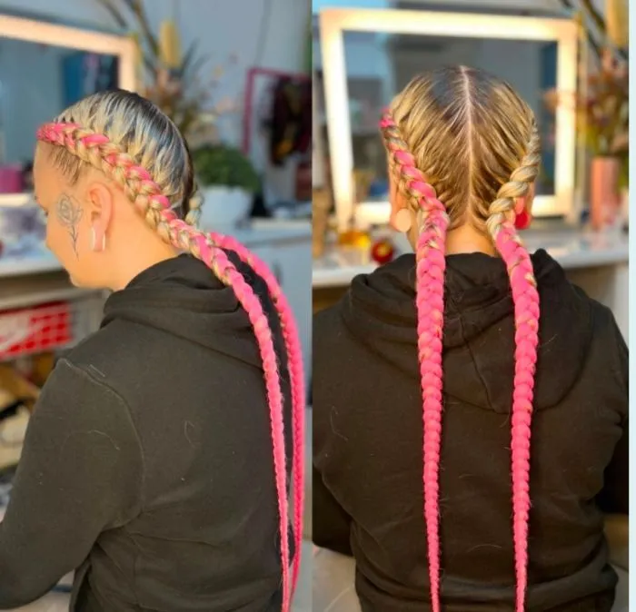 Adult two Dutch braids — real salon work by Mariama