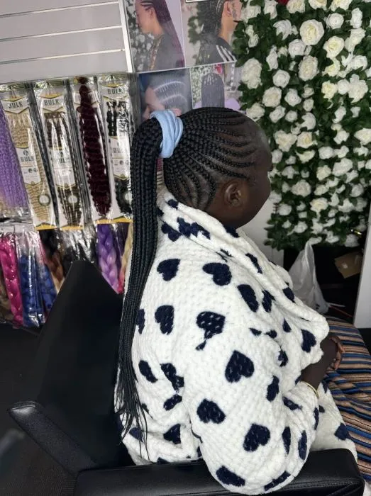 Ponytail cornrows/feed-in braids — real salon work by Mariama