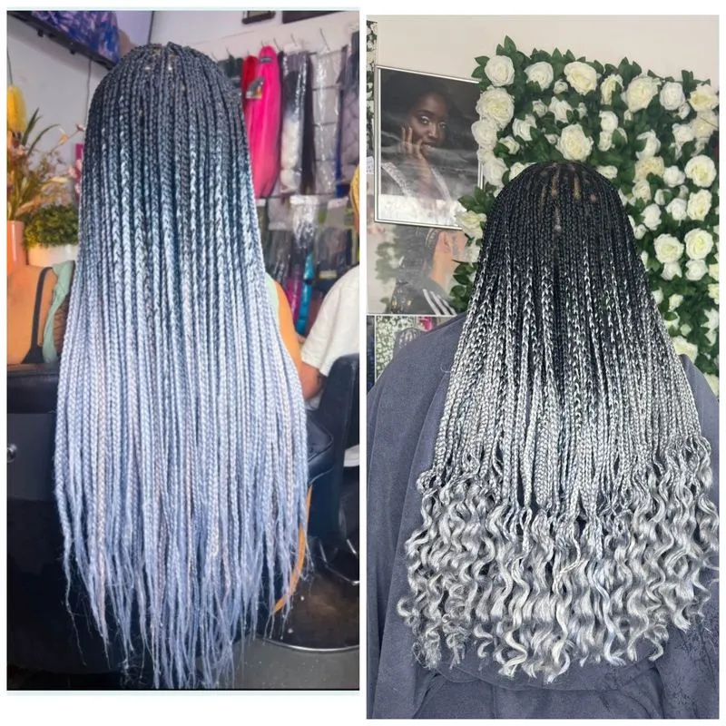 Ombré box braids with Chinese fiber — real salon work by Mariama