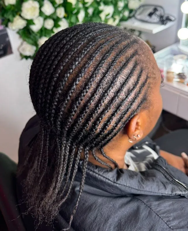 Natural cornrows — real salon work by Mariama