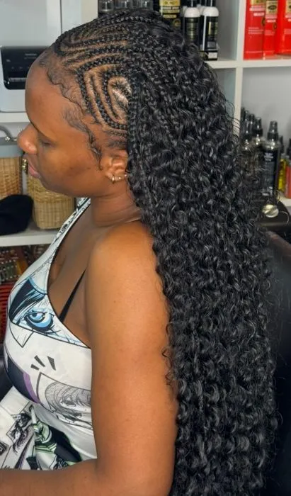 Fulani bohemian box braids (Synthetic Curls) — real salon work by Mariama