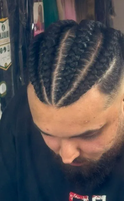 Men 4-6 cornrows — real salon work by Mariama