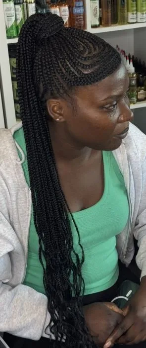 Medium Cornrows Ponytail (Hair Included ) — real salon work by Mariama