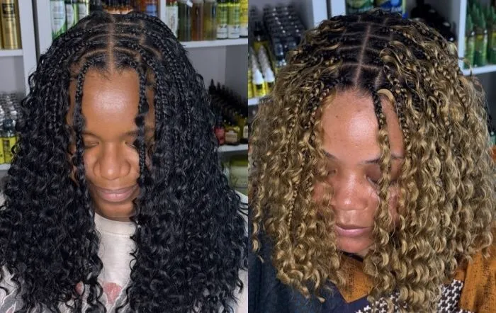 Medium Boho Bob knotless/box braids — real salon work by Mariama